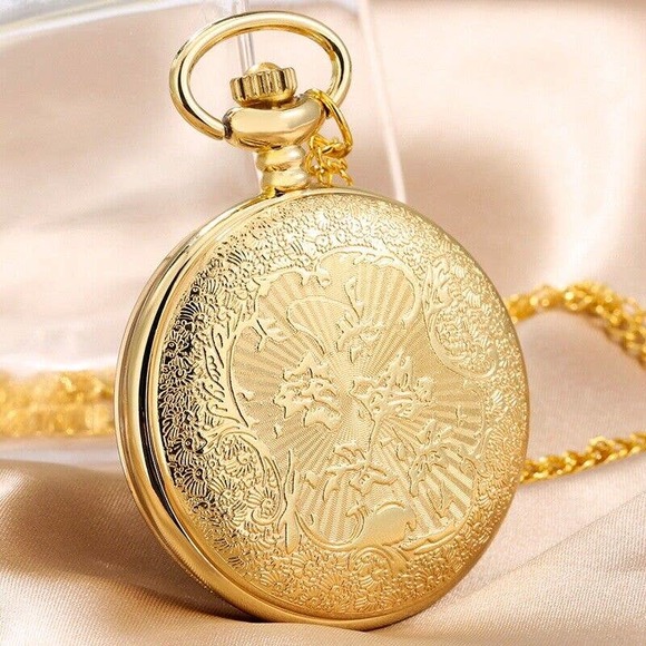 Honey Bee NEW Pocket Watch Gold Tone Jewel Encrusted Bee Honeybee Gift - Picture 4 of 5